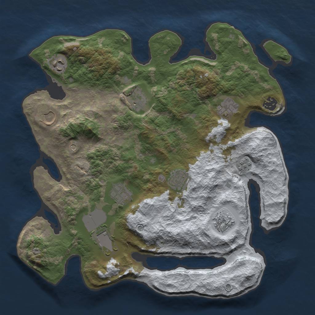 Rust Map: Barren, Size: 3500, Seed: 1252363, 13 Monuments