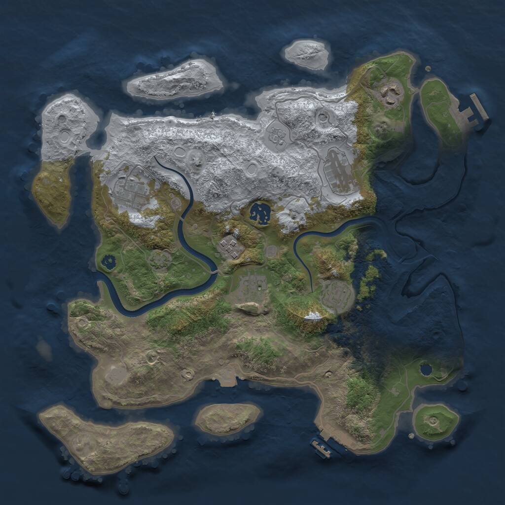 Rust Map: Procedural Map, Size: 3500, Seed: 267063204, 13 Monuments