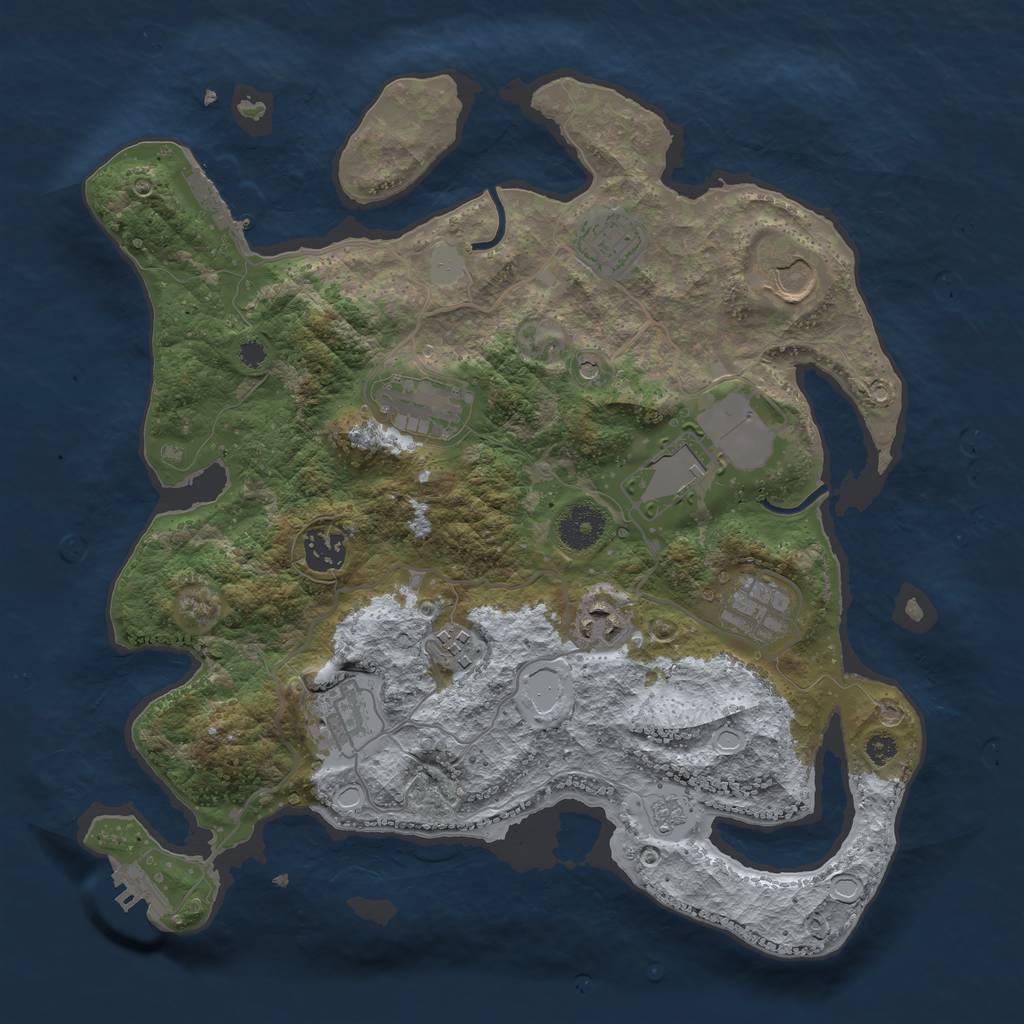 Rust Map: Procedural Map, Size: 3500, Seed: 1447, 16 Monuments