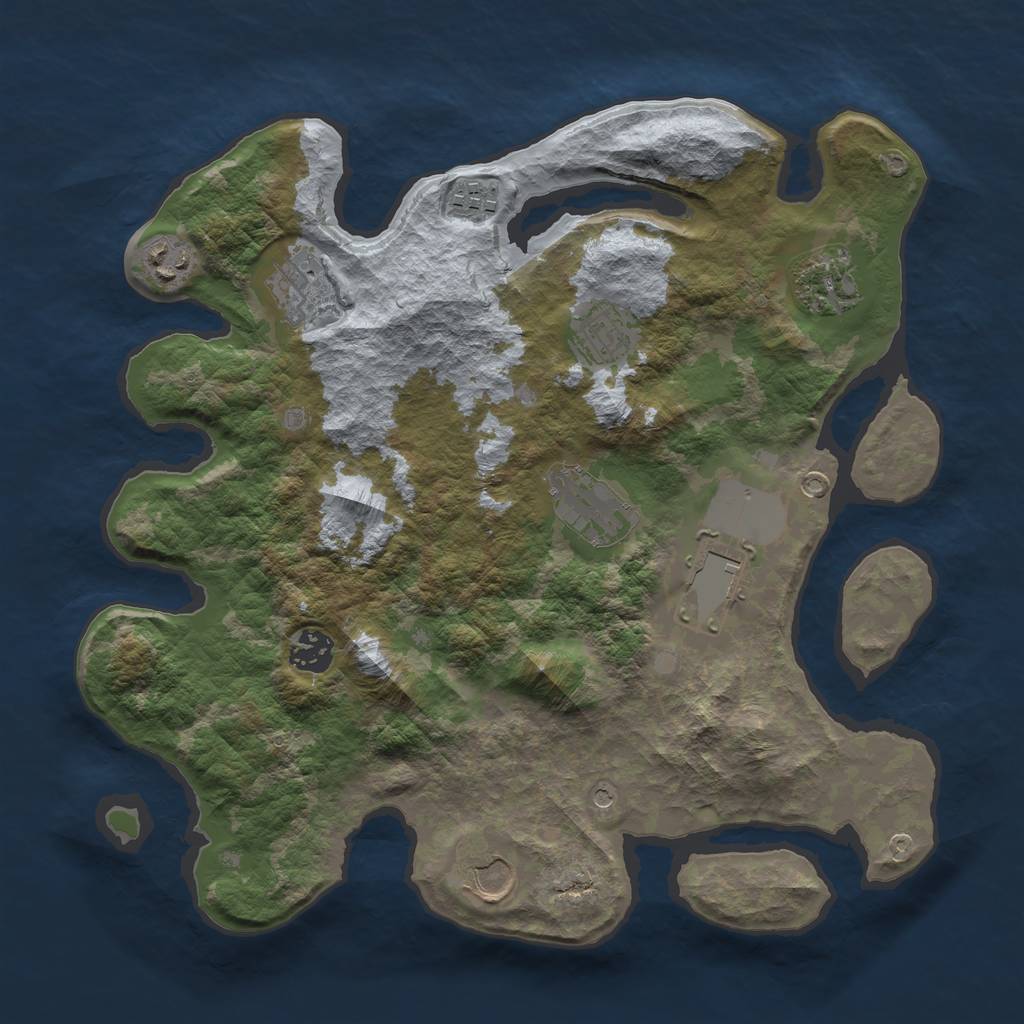 Rust Map: Barren, Size: 3500, Seed: 1262677, 12 Monuments