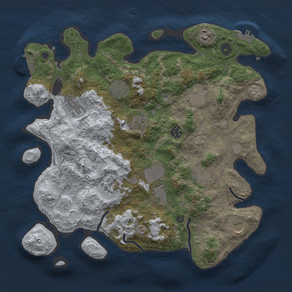 Rust Map: Procedural Map, Size: 3750, Seed: 1375334389, 20 Monuments
