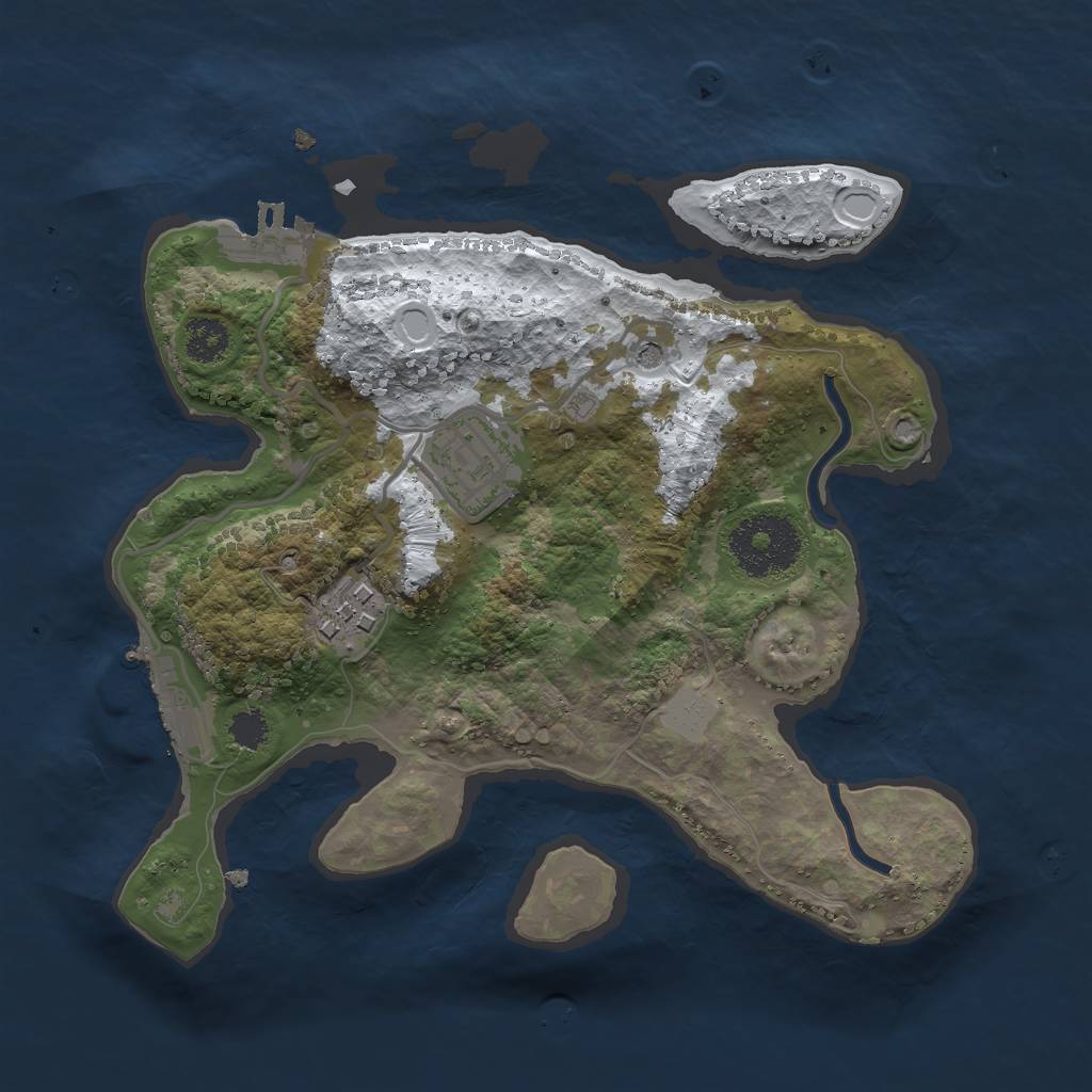 Rust Map: Procedural Map, Size: 2500, Seed: 750420462, 10 Monuments