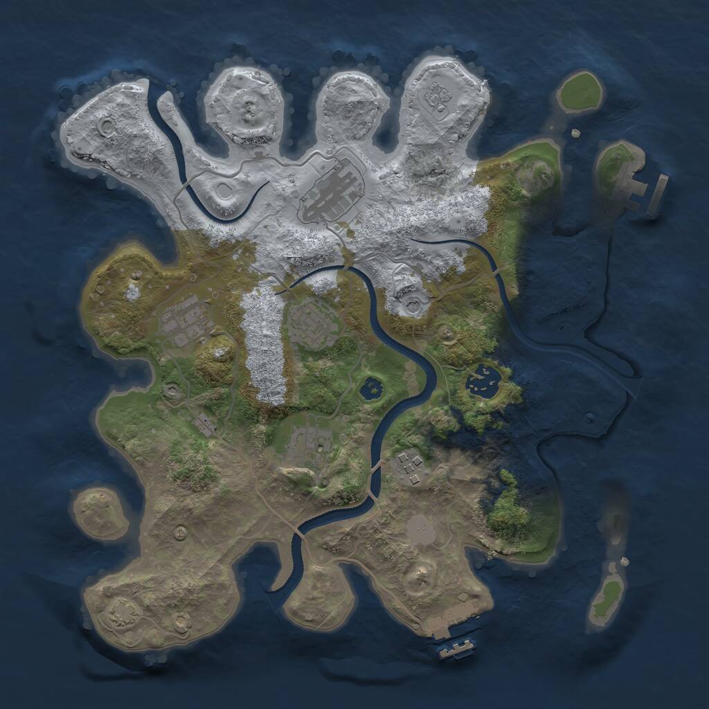 Rust Map: Procedural Map, Size: 3200, Seed: 903355041, 12 Monuments