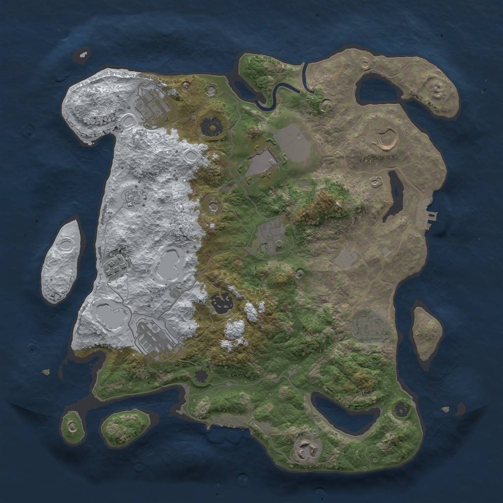 Rust Map: Procedural Map, Size: 3500, Seed: 118545493, 18 Monuments