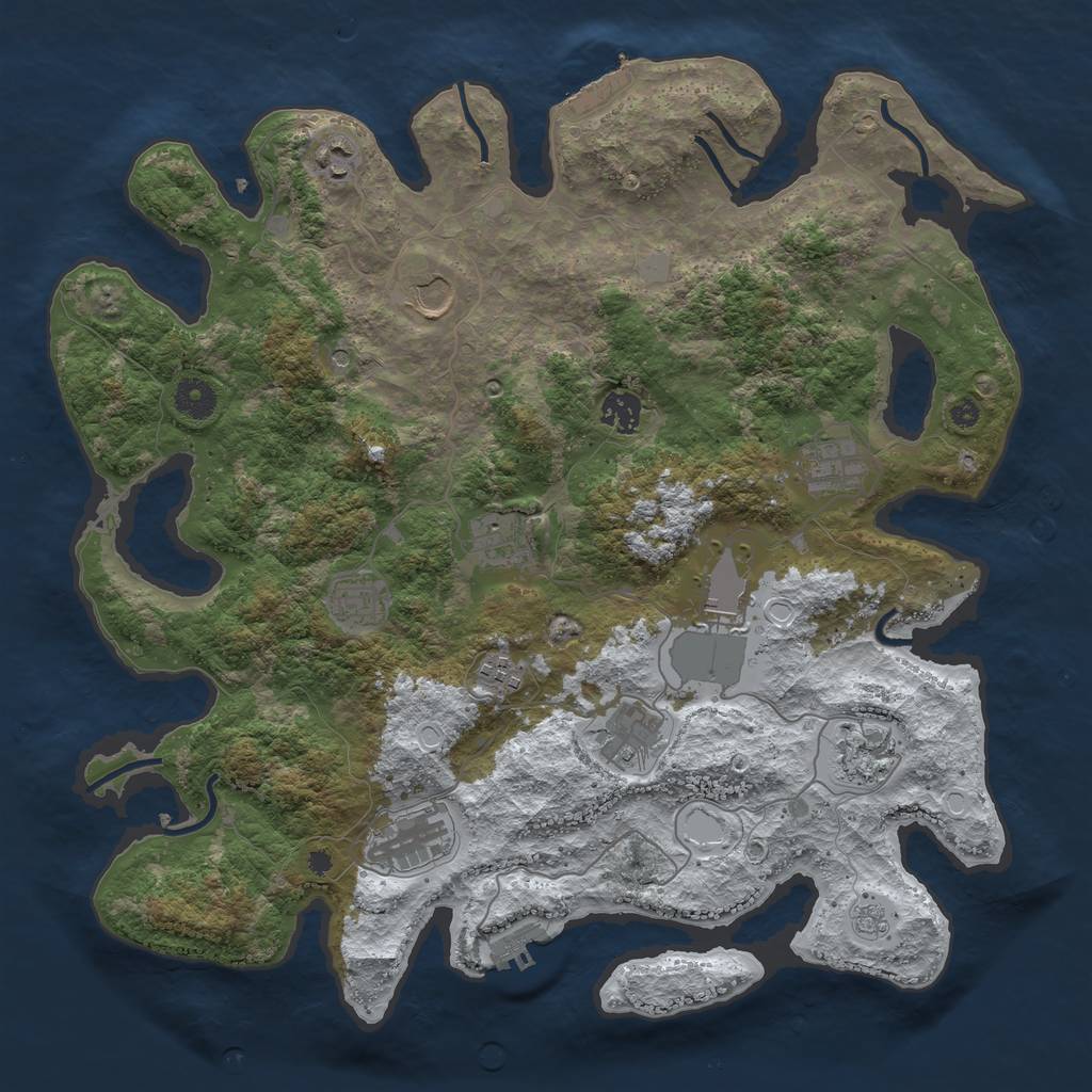 Rust Map: Procedural Map, Size: 3950, Seed: 611753290, 20 Monuments