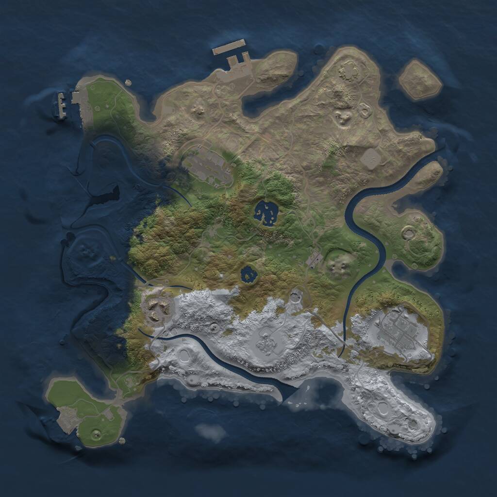 Rust Map: Procedural Map, Size: 3000, Seed: 1447, 10 Monuments