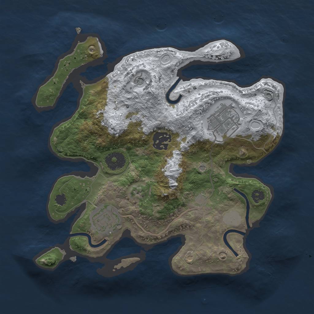 Rust Map: Procedural Map, Size: 2500, Seed: 1966928760, 9 Monuments