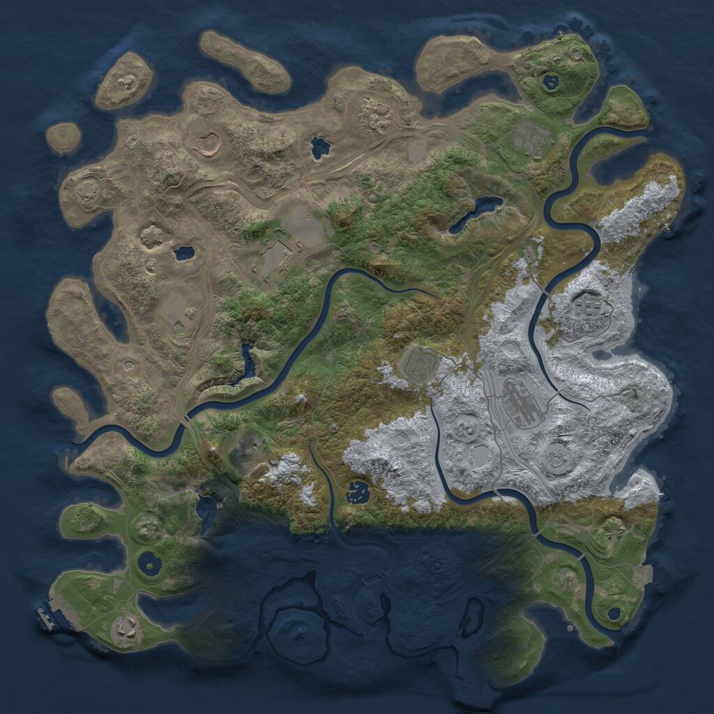 Rust Map: Procedural Map, Size: 4500, Seed: 1018732680, 17 Monuments