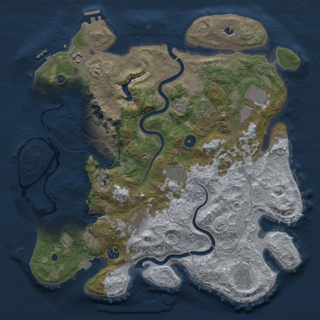 Rust Map: Procedural Map, Size: 4000, Seed: 2008, 15 Monuments