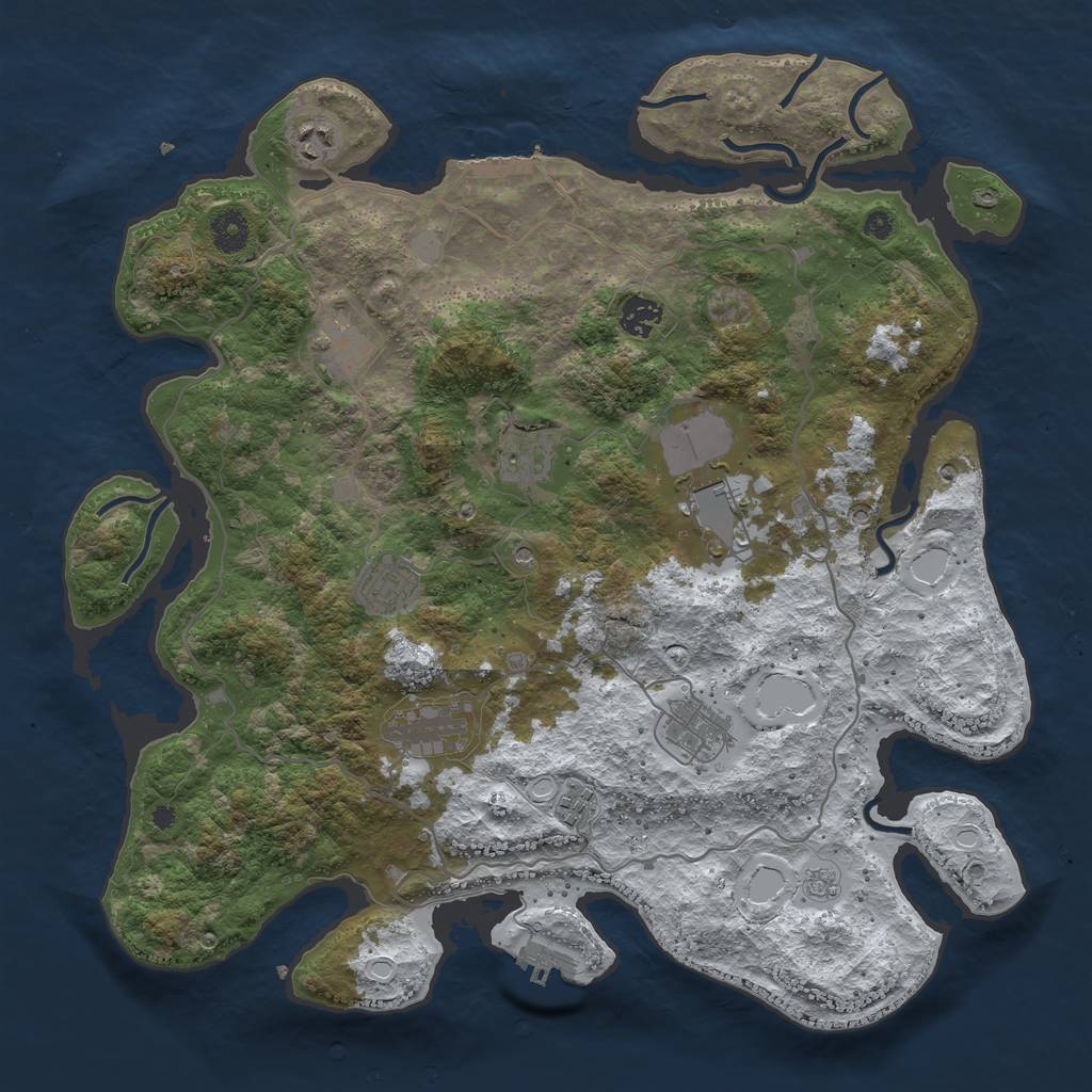 Rust Map: Procedural Map, Size: 4000, Seed: 2008, 18 Monuments
