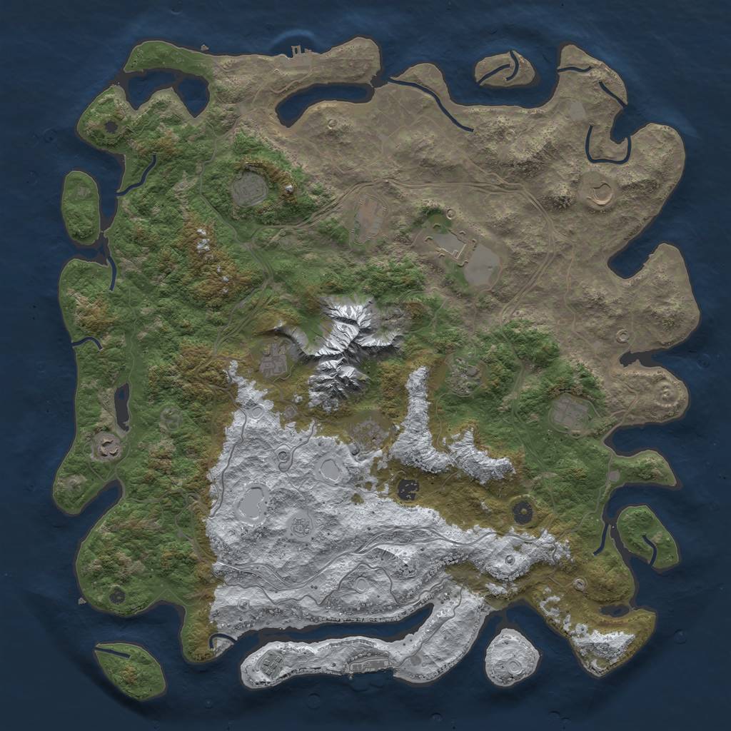 Rust Map: Procedural Map, Size: 5000, Seed: 32323553, 20 Monuments