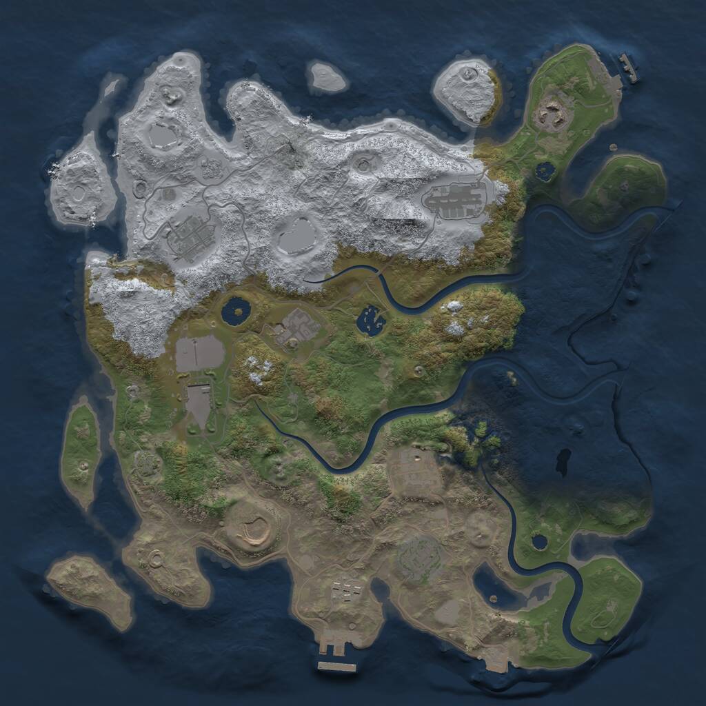 Rust Map: Procedural Map, Size: 3750, Seed: 1076564631, 16 Monuments