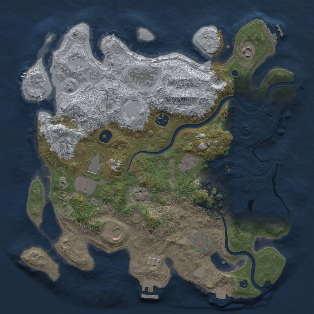 Rust Map: Procedural Map, Size: 3750, Seed: 1076564631, 15 Monuments