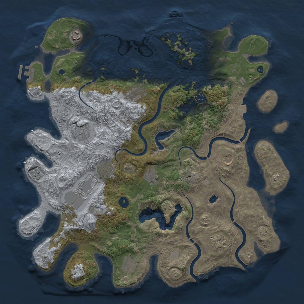 Rust Map: Procedural Map, Size: 4300, Seed: 63307315, 17 Monuments