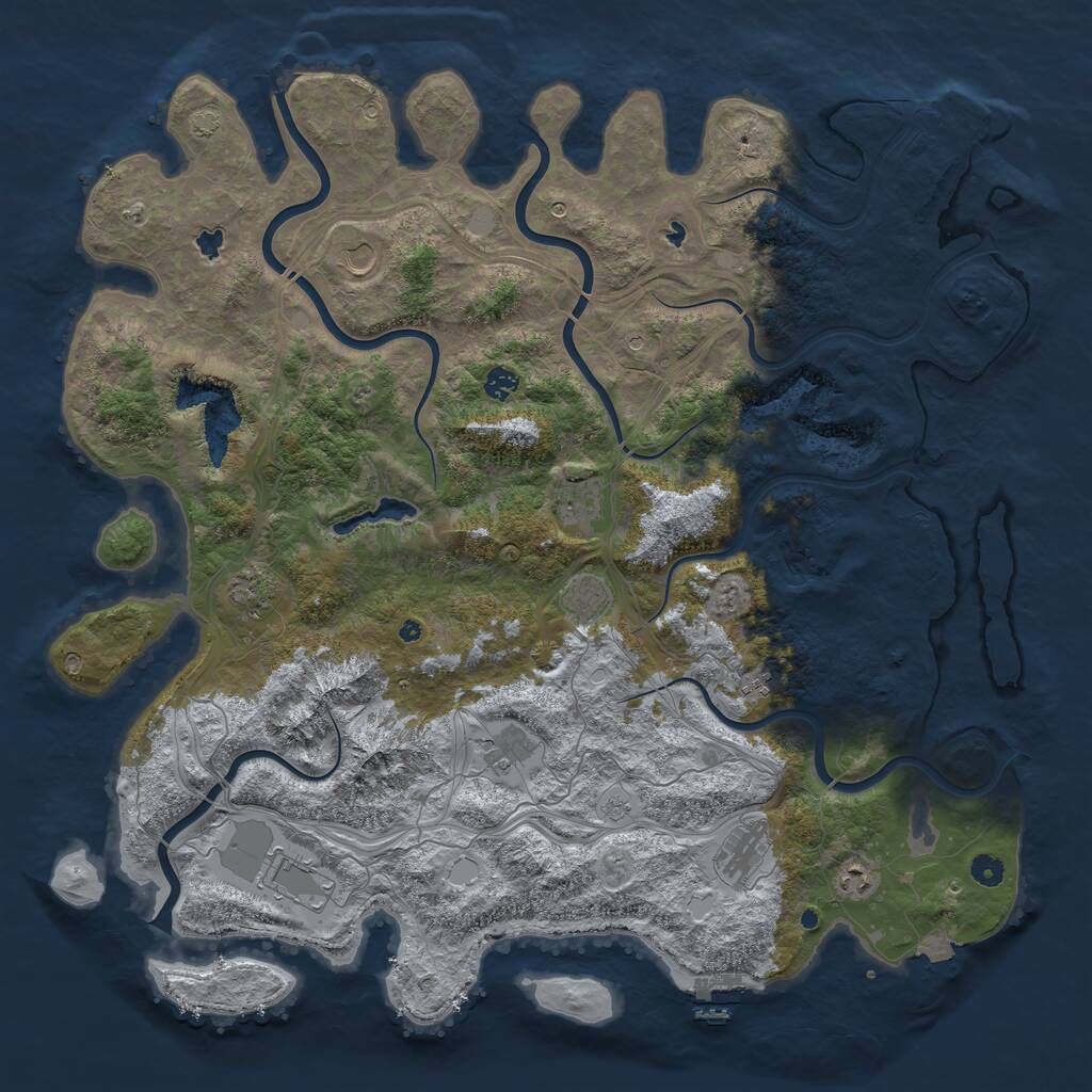 Rust Map: Procedural Map, Size: 5000, Seed: 5201314, 16 Monuments