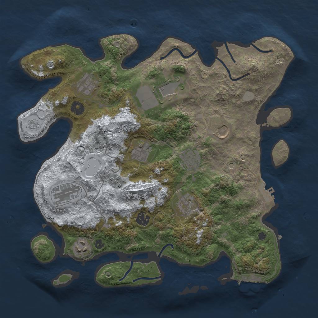 Rust Map: Procedural Map, Size: 3500, Seed: 98798465, 19 Monuments