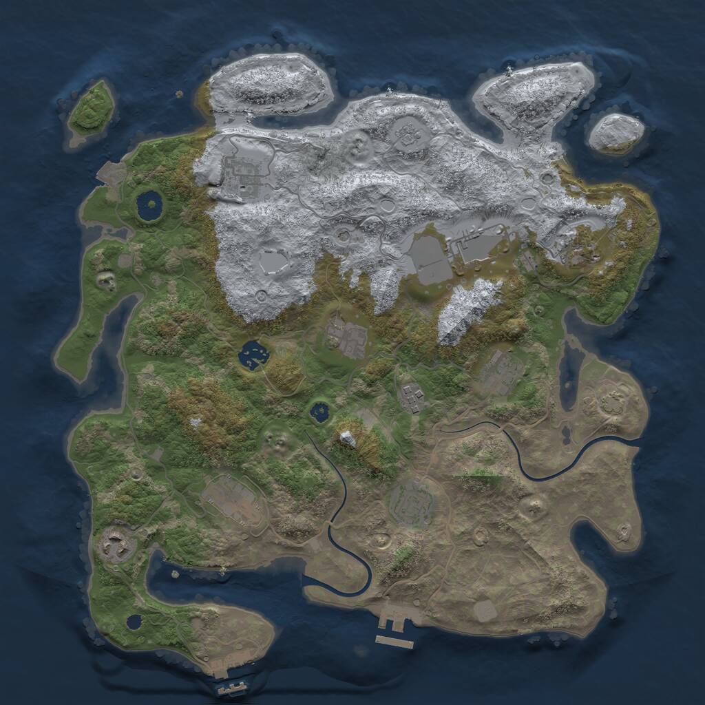 Rust Map: Procedural Map, Size: 3750, Seed: 12545085, 16 Monuments