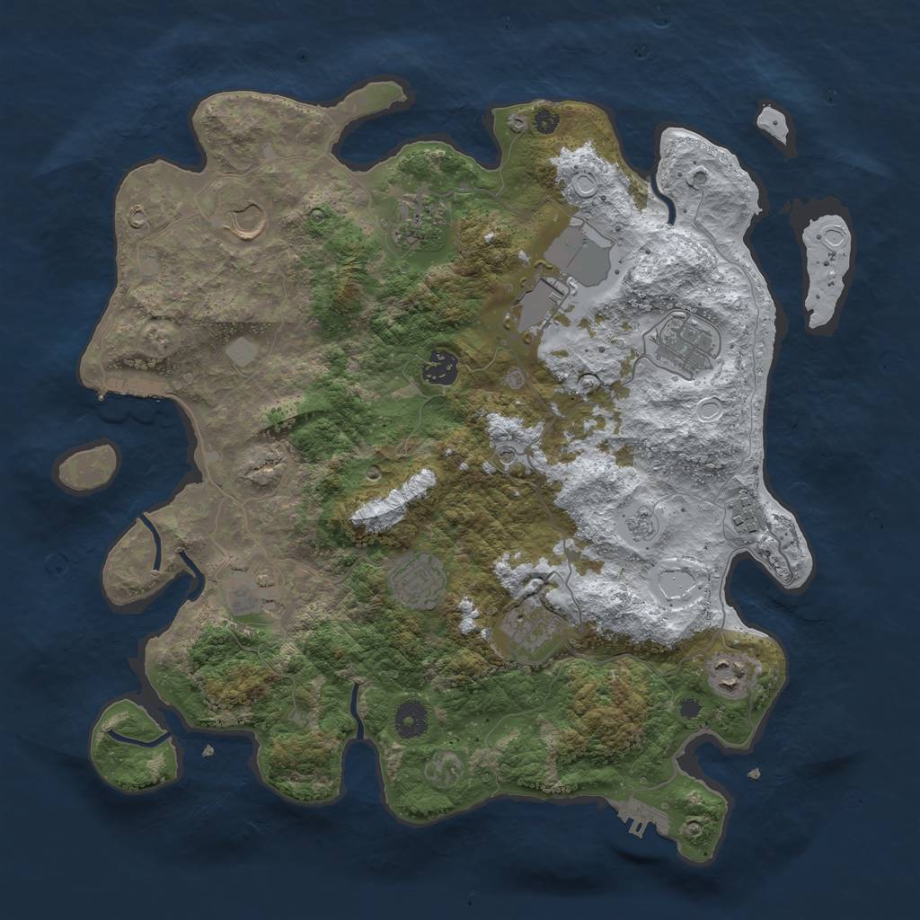 Rust Map: Procedural Map, Size: 3850, Seed: 1132180805, 19 Monuments
