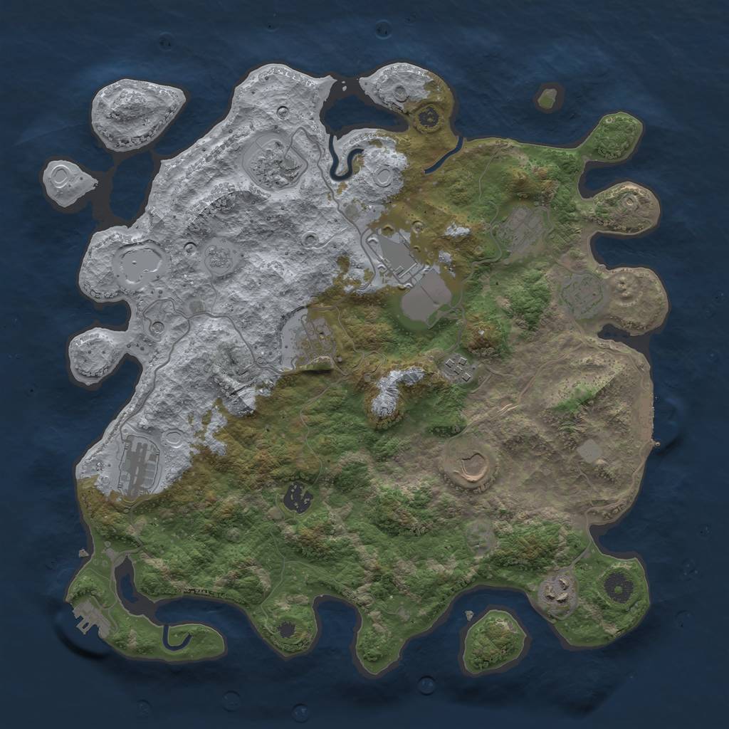 Rust Map: Procedural Map, Size: 3800, Seed: 1275407703, 19 Monuments