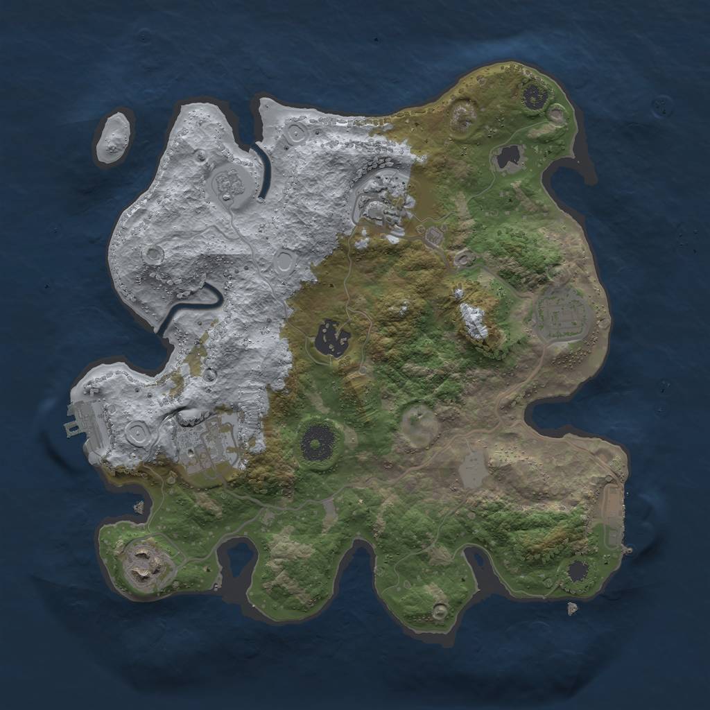 Rust Map: Procedural Map, Size: 3000, Seed: 806030928, 13 Monuments