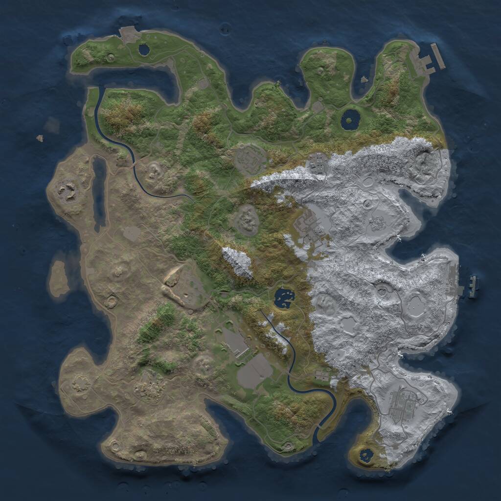 Rust Map: Procedural Map, Size: 3700, Seed: 1862381450, 15 Monuments