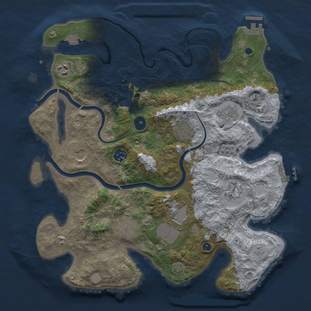 Rust Map: Procedural Map, Size: 3700, Seed: 1862381450, 15 Monuments