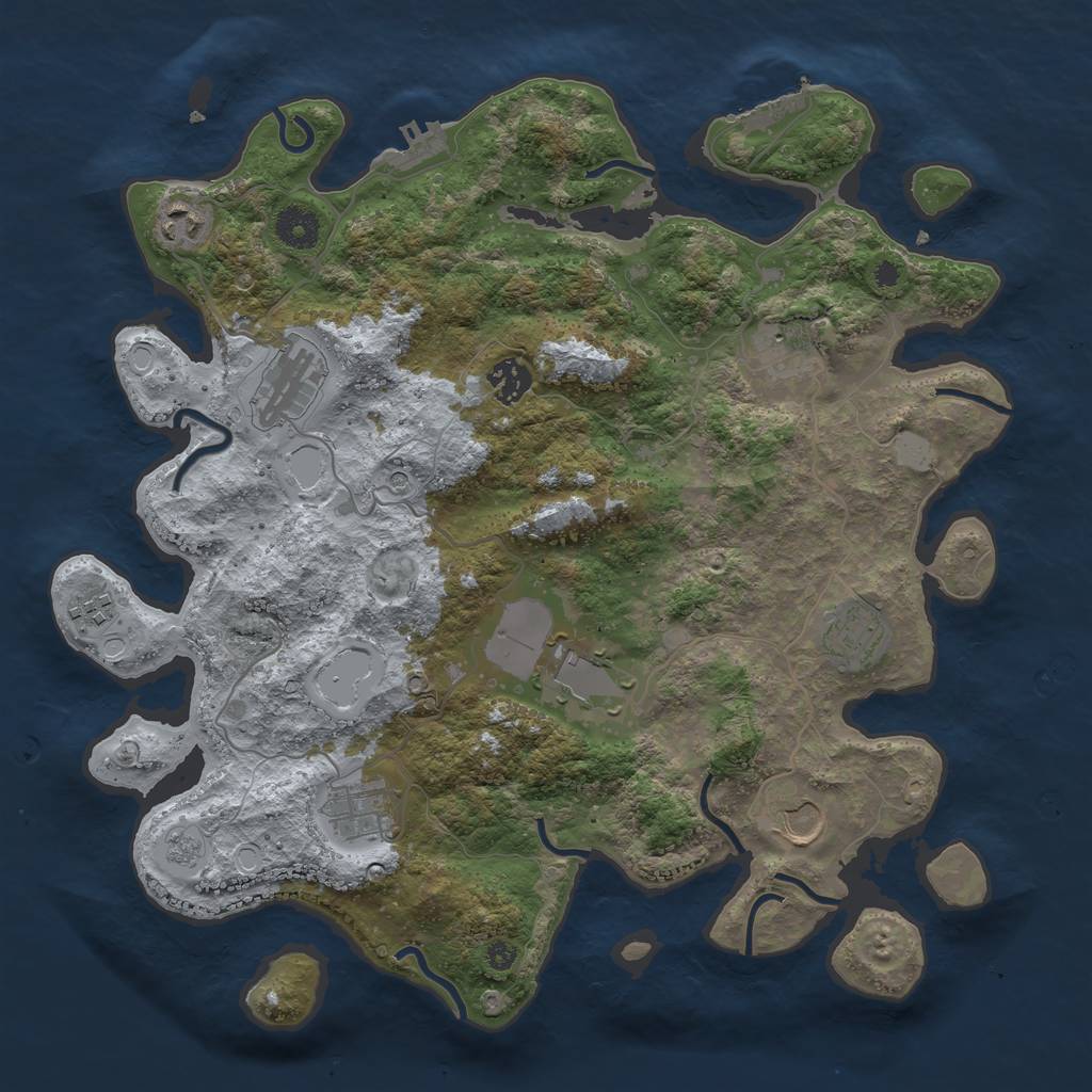 Rust Map: Procedural Map, Size: 3750, Seed: 394779841, 18 Monuments