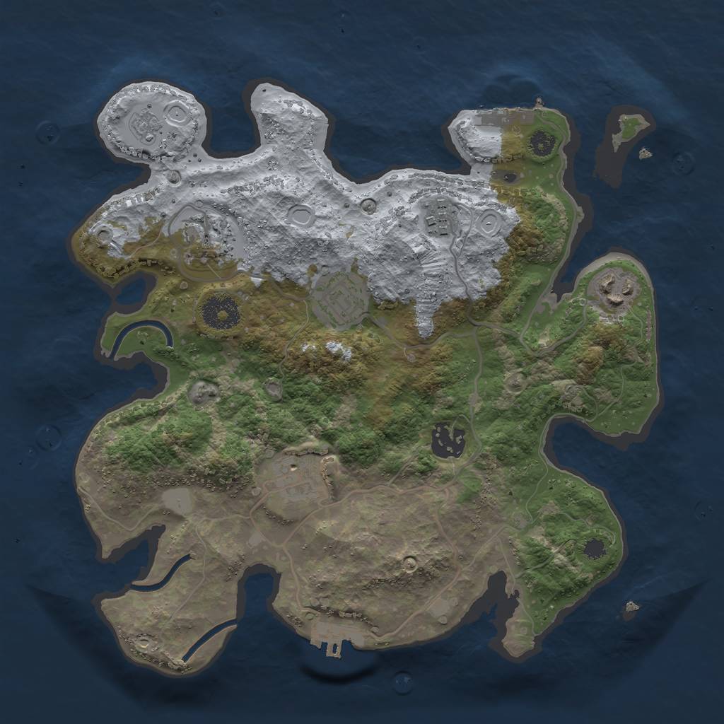 Rust Map: Procedural Map, Size: 3000, Seed: 14141341, 14 Monuments