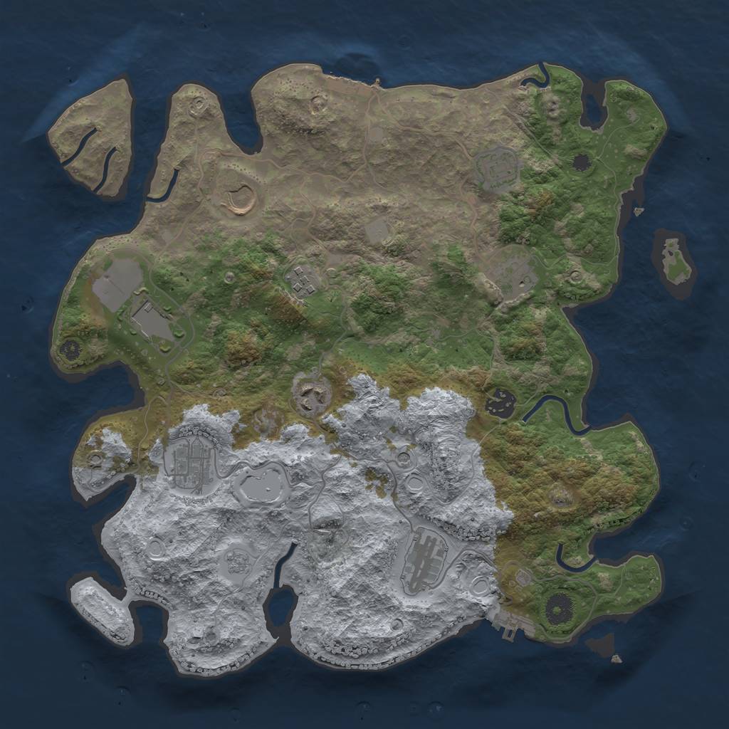 Rust Map: Procedural Map, Size: 3700, Seed: 2090152212, 18 Monuments