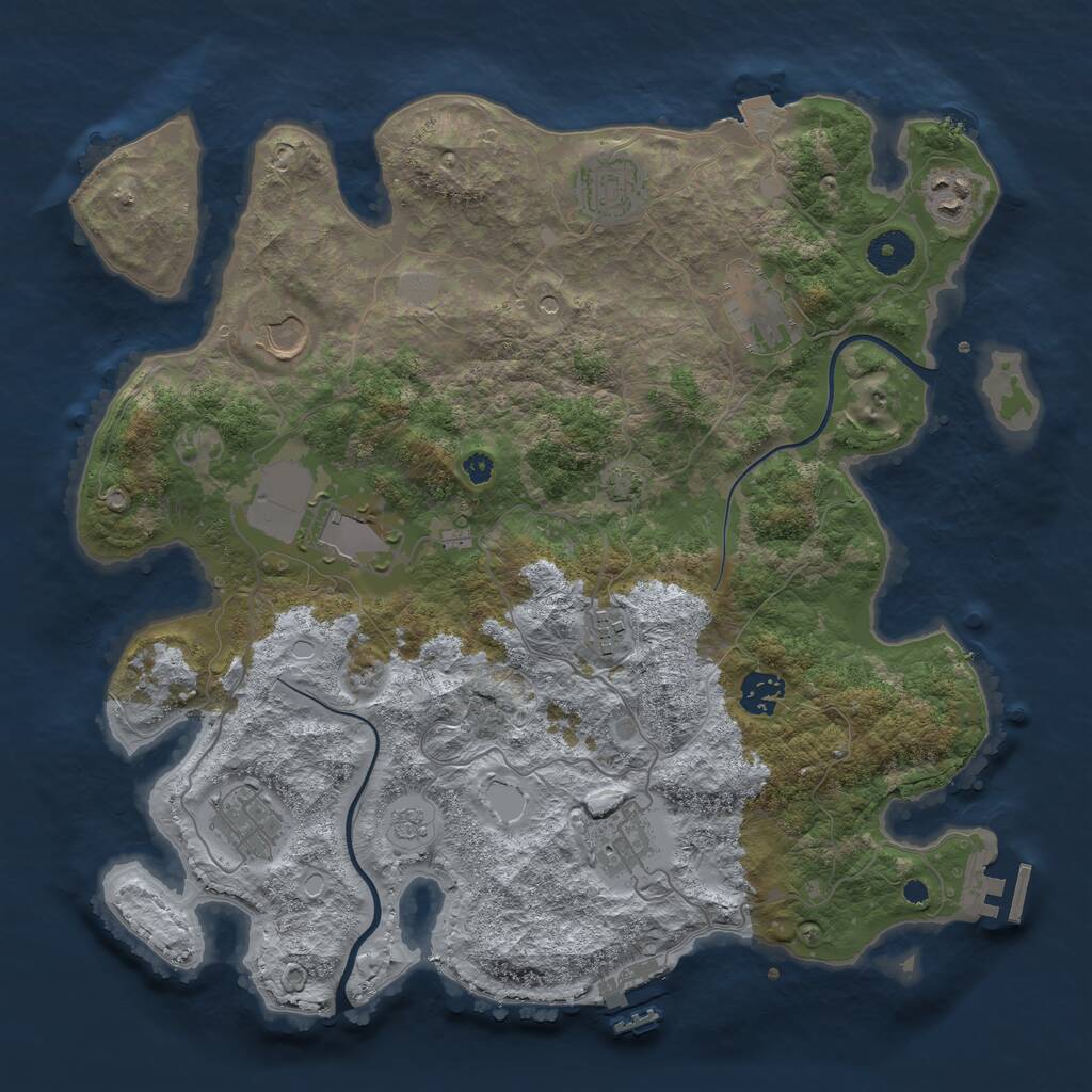 Rust Map: Procedural Map, Size: 3700, Seed: 2090152212, 15 Monuments