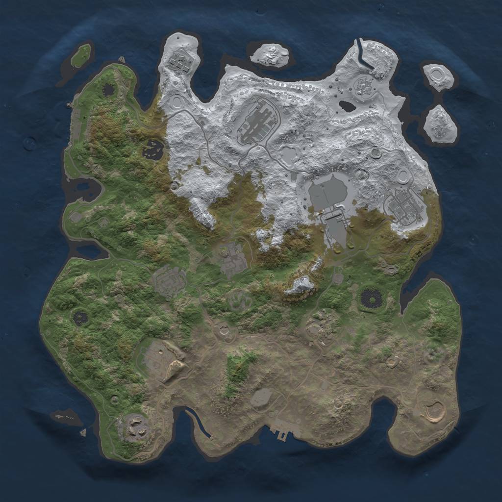 Rust Map: Procedural Map, Size: 3550, Seed: 1110926402, 20 Monuments