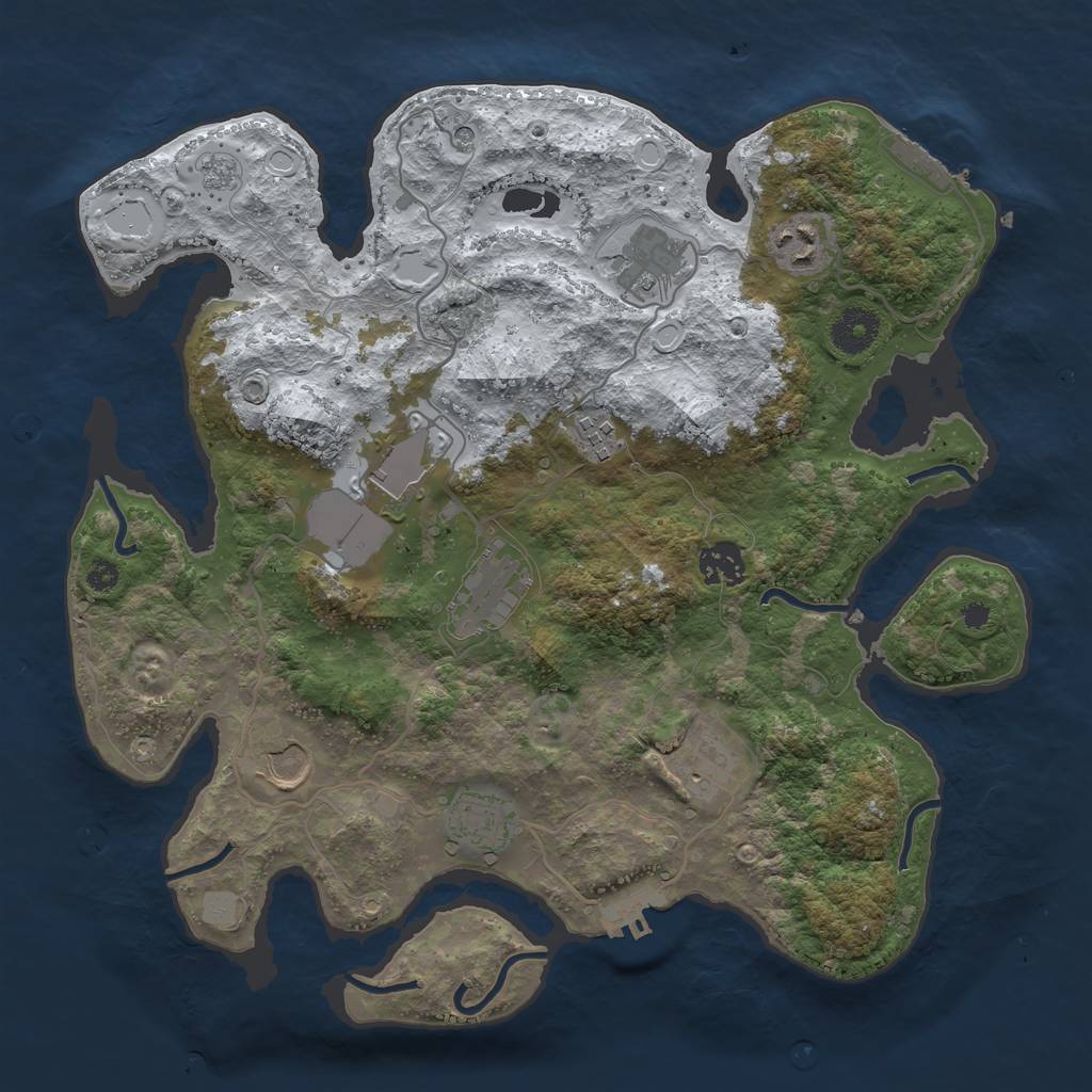 Rust Map: Procedural Map, Size: 3500, Seed: 1757906961, 18 Monuments