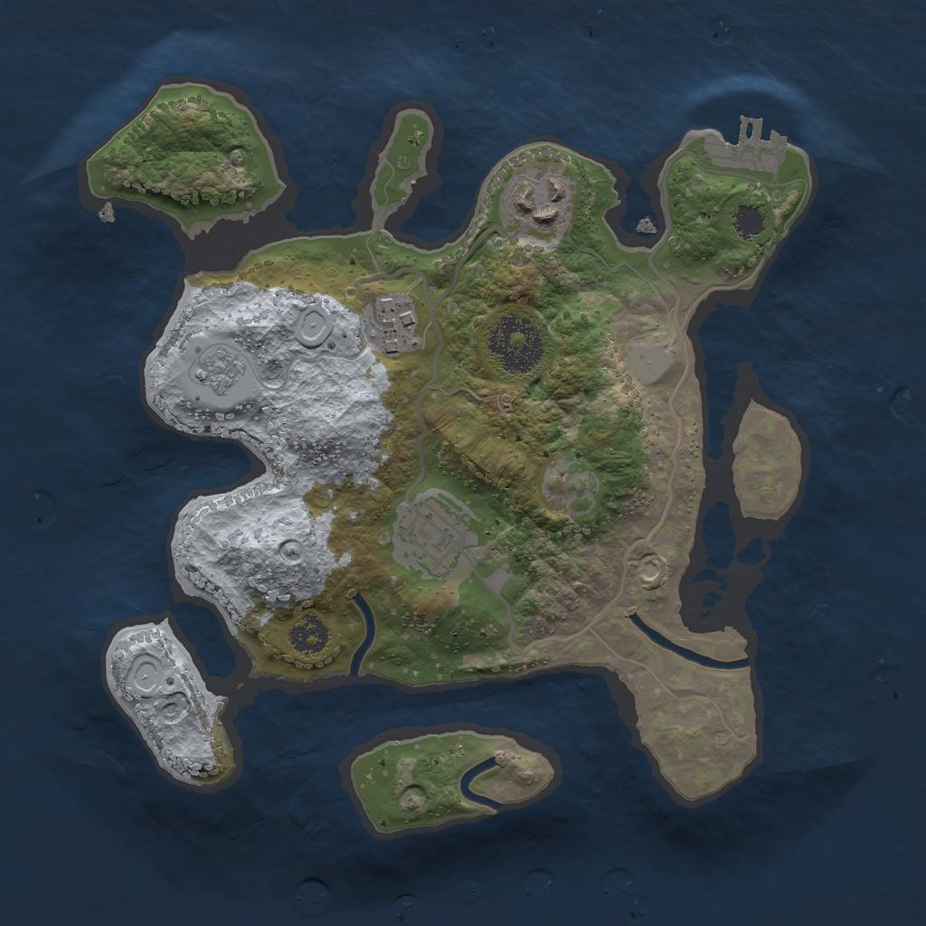 Rust Map: Procedural Map, Size: 2500, Seed: 1413976099, 8 Monuments