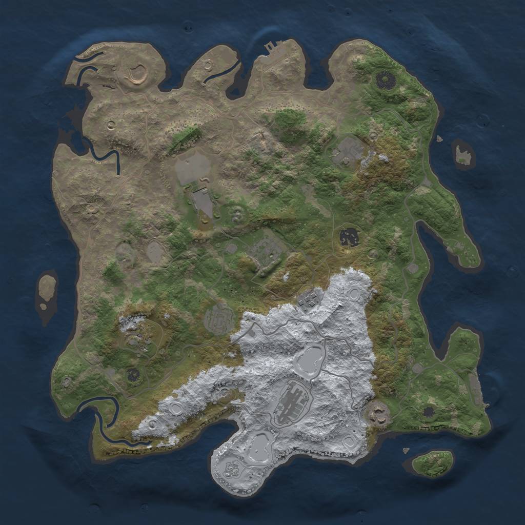 Rust Map: Procedural Map, Size: 4000, Seed: 296598187, 19 Monuments