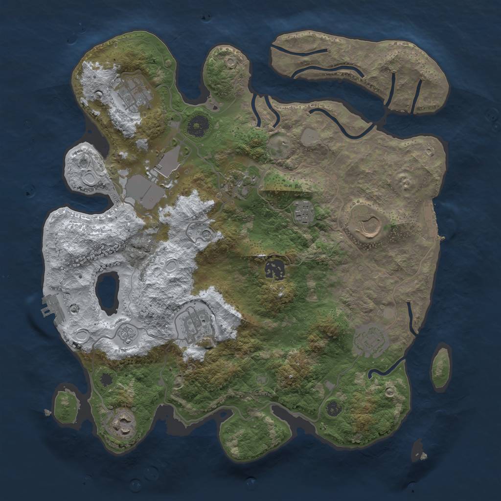 Rust Map: Procedural Map, Size: 3500, Seed: 1623180, 18 Monuments