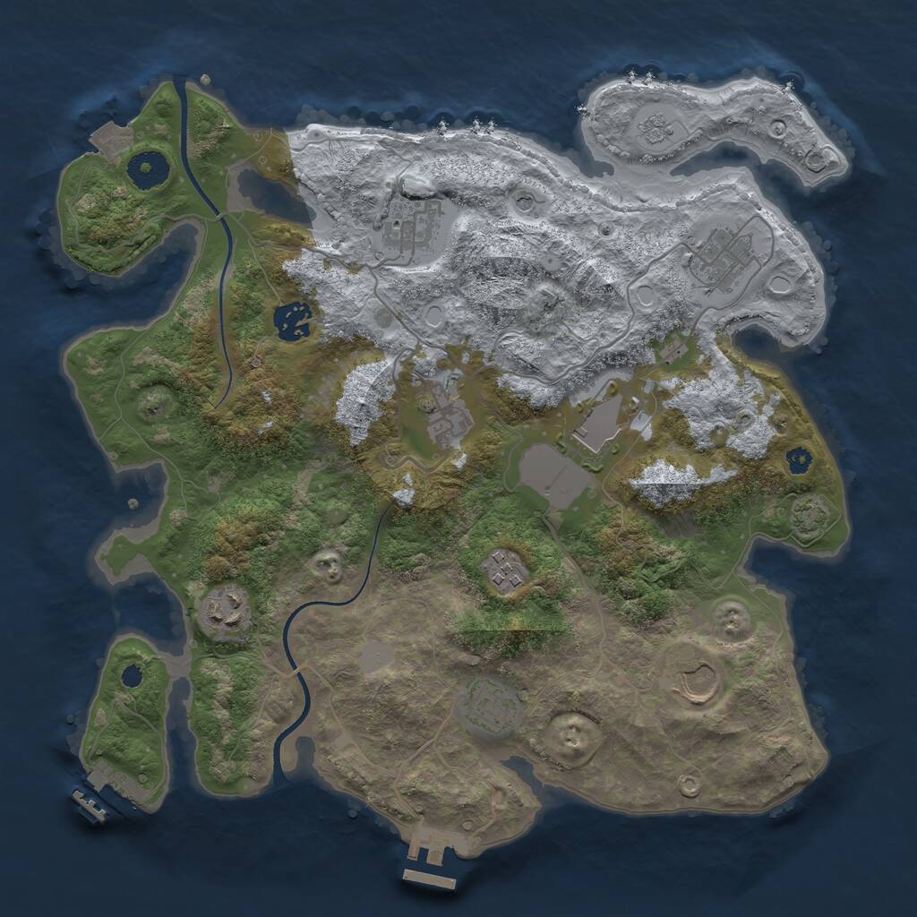Rust Map: Procedural Map, Size: 3500, Seed: 1234567891, 15 Monuments