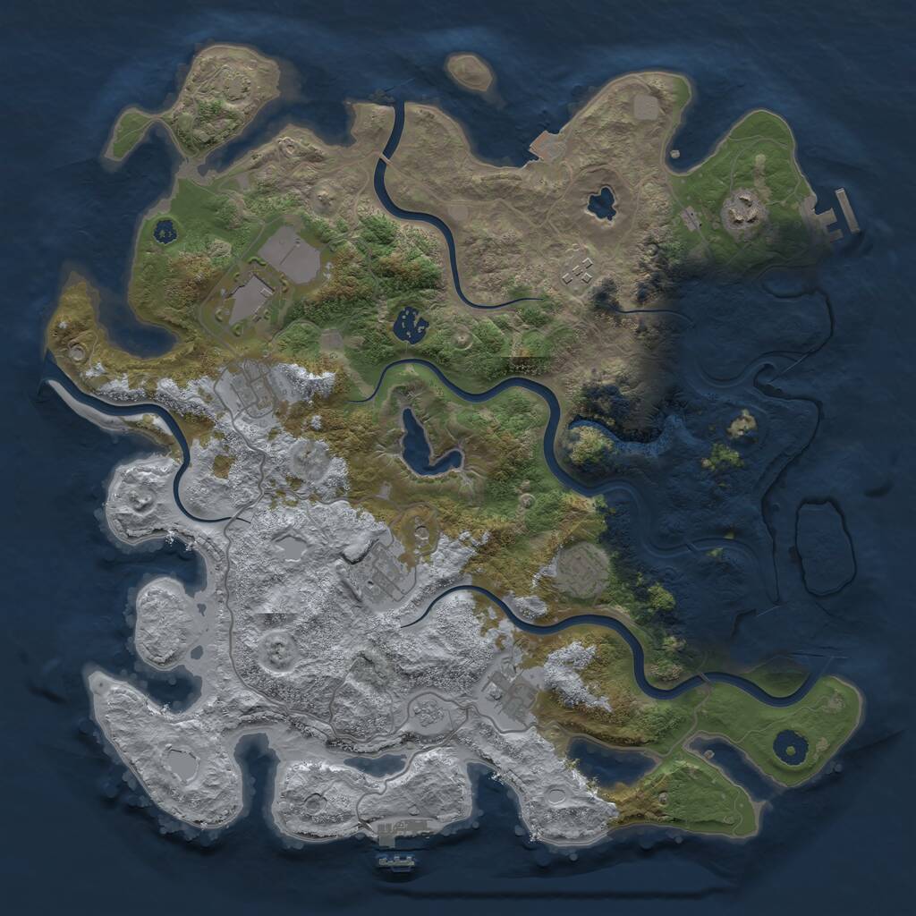 Rust Map: Procedural Map, Size: 4000, Seed: 3000103, 14 Monuments