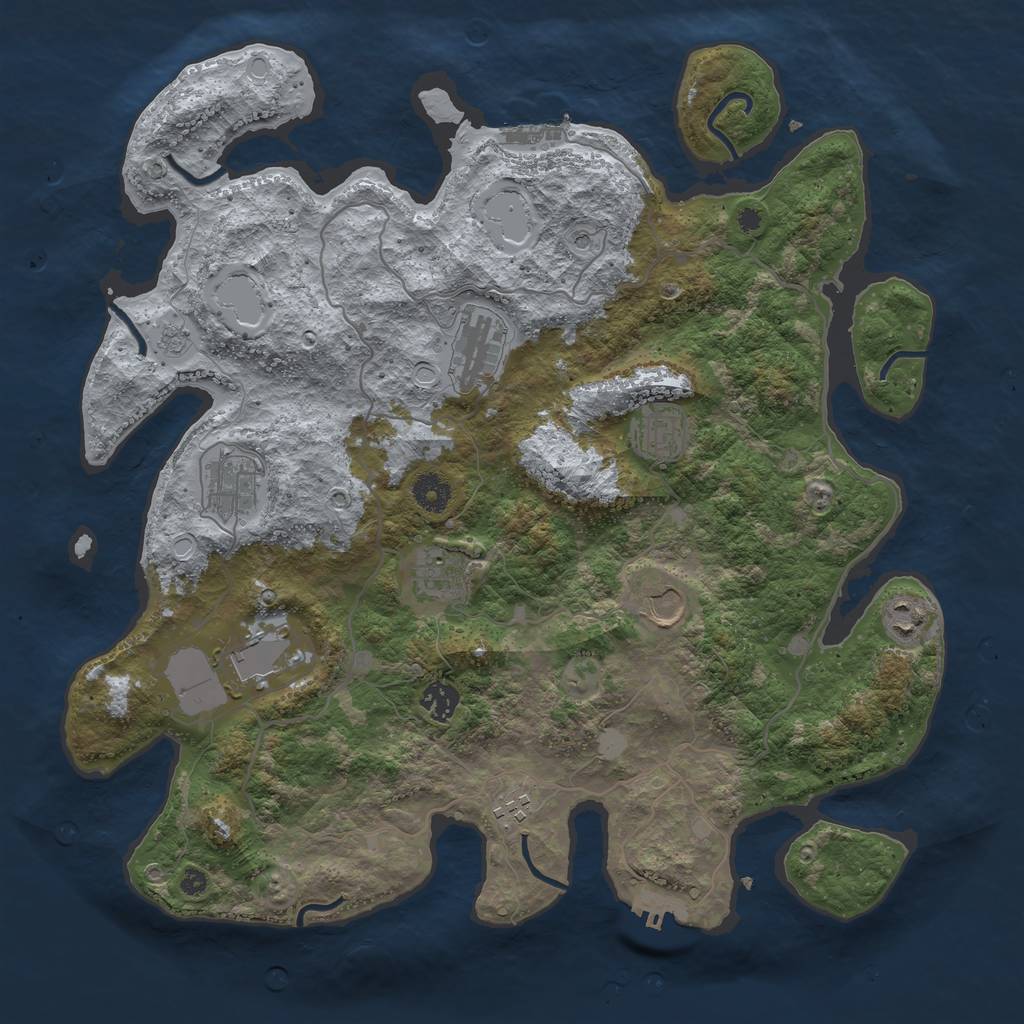 Rust Map: Procedural Map, Size: 4000, Seed: 878390879, 18 Monuments