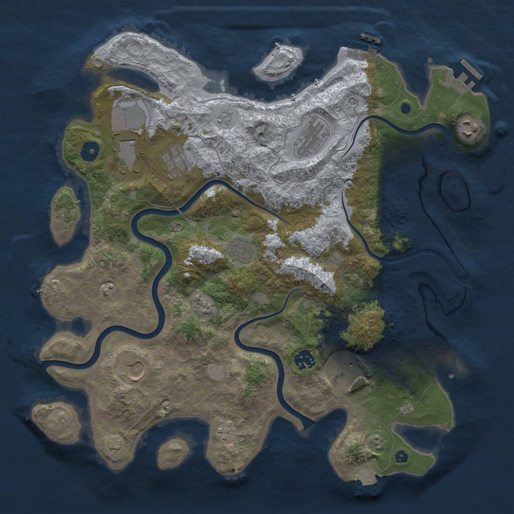 Rust Map: Procedural Map, Size: 3950, Seed: 860039839, 15 Monuments