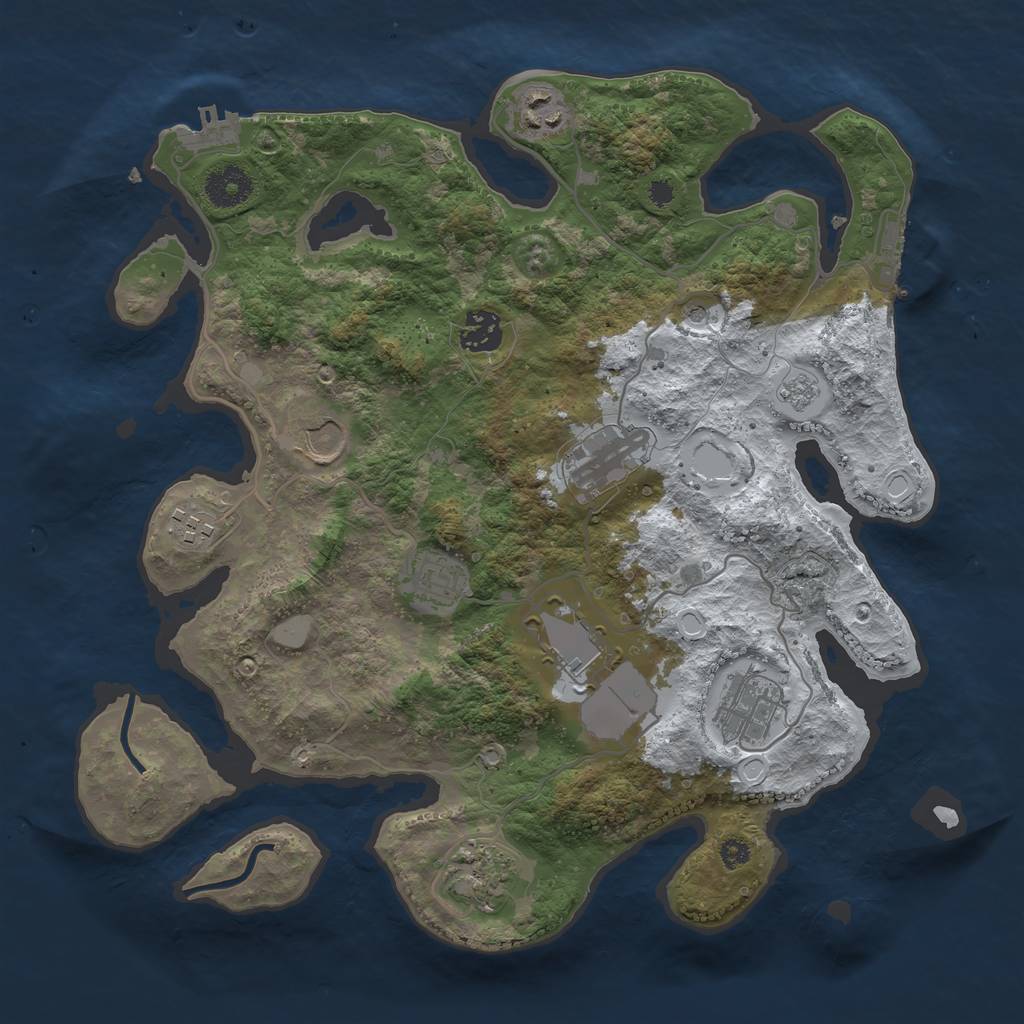 Rust Map: Procedural Map, Size: 3500, Seed: 6525266, 18 Monuments