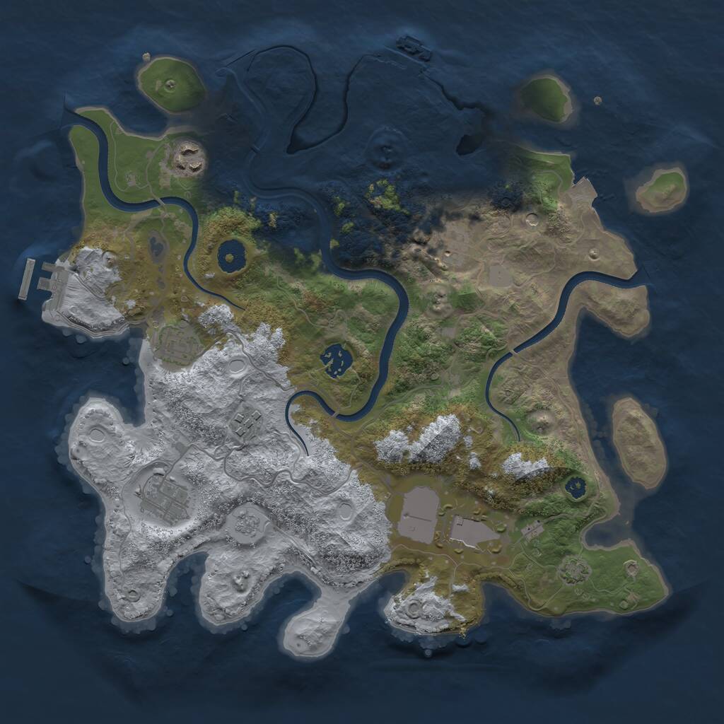 Rust Map: Procedural Map, Size: 3500, Seed: 1596244014, 13 Monuments