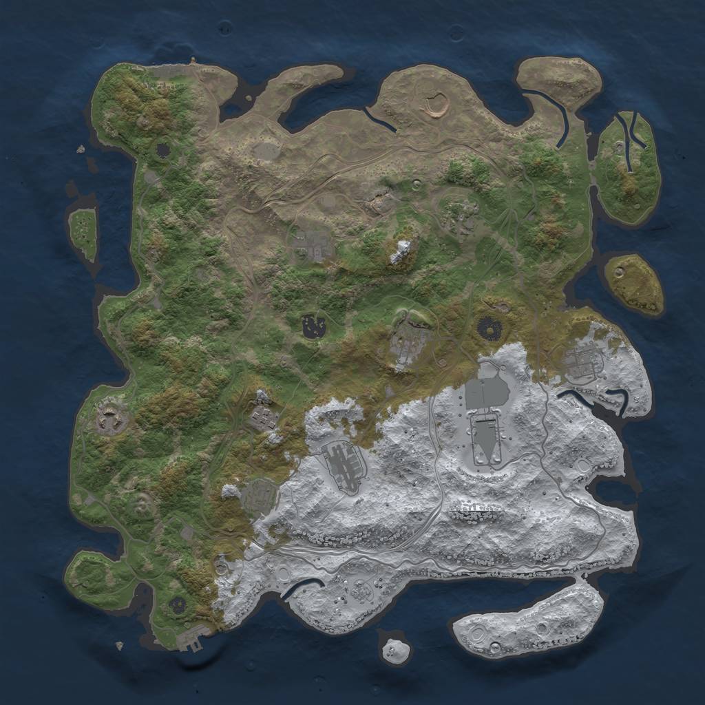 Rust Map: Procedural Map, Size: 4250, Seed: 222125319, 20 Monuments