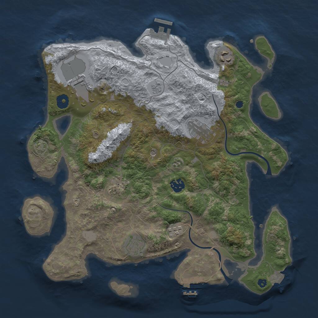 Rust Map: Procedural Map, Size: 3500, Seed: 54260, 13 Monuments