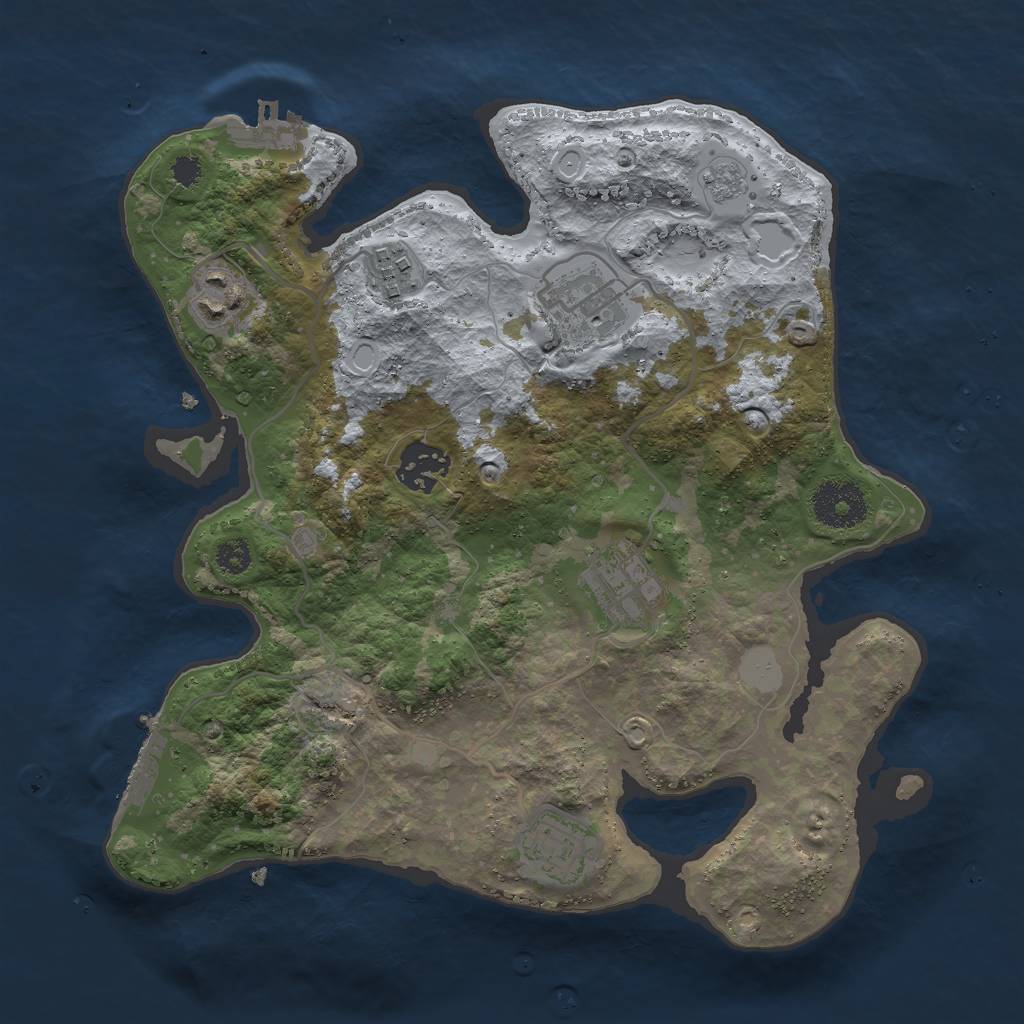 Rust Map: Procedural Map, Size: 3000, Seed: 32604, 14 Monuments