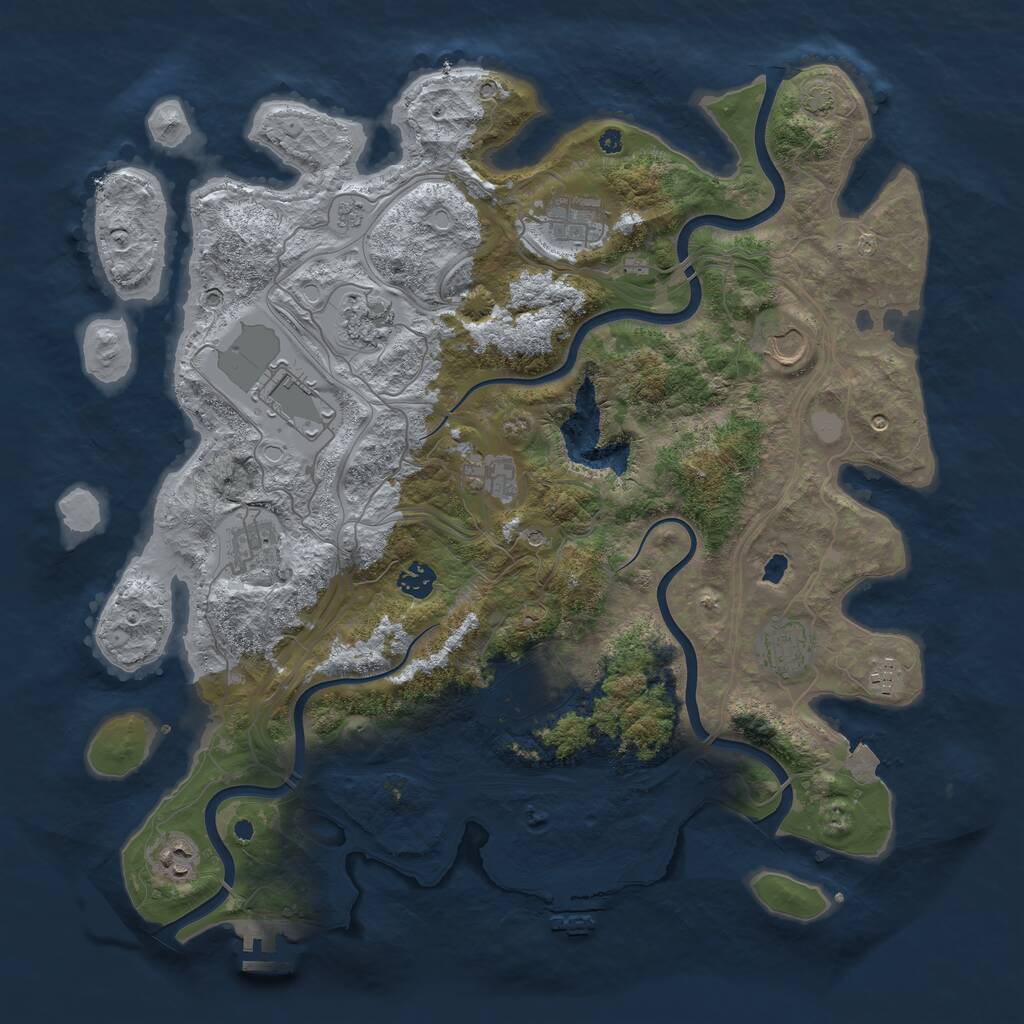 Rust Map: Procedural Map, Size: 4250, Seed: 708210582, 17 Monuments