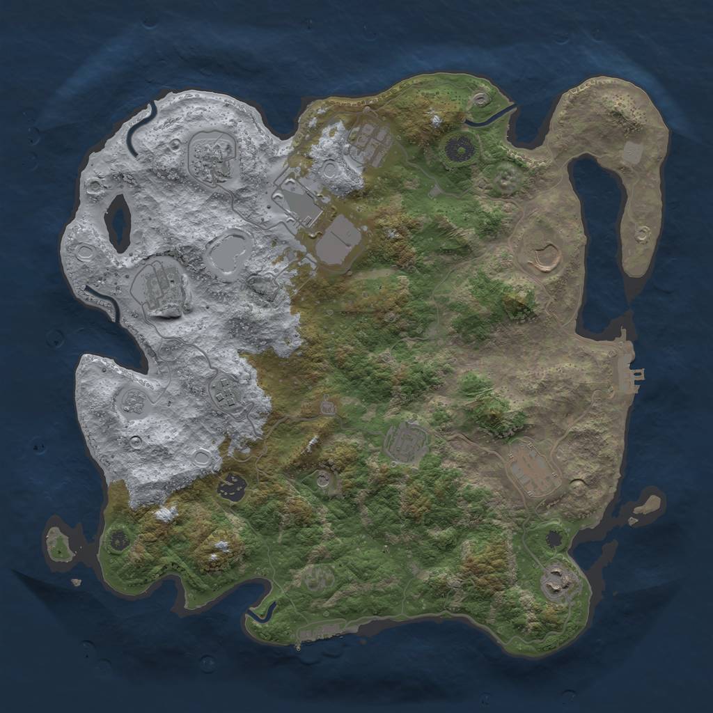 Rust Map: Procedural Map, Size: 3850, Seed: 888776192, 17 Monuments