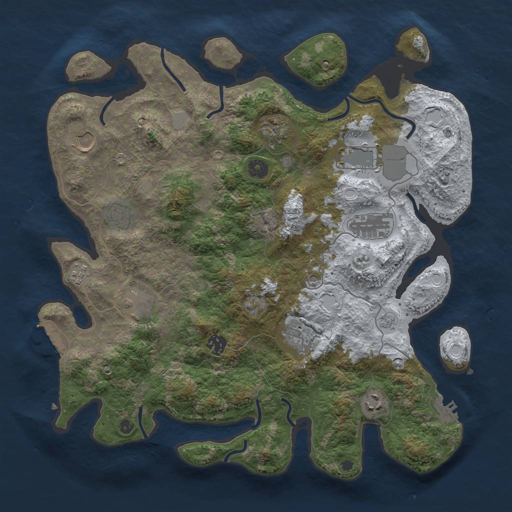 Rust Map: Procedural Map, Size: 3850, Seed: 1112686842, 19 Monuments