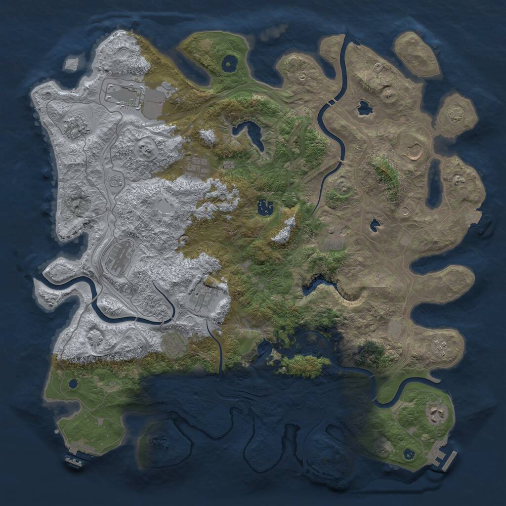 Rust Map: Procedural Map, Size: 4500, Seed: 1068136013, 17 Monuments