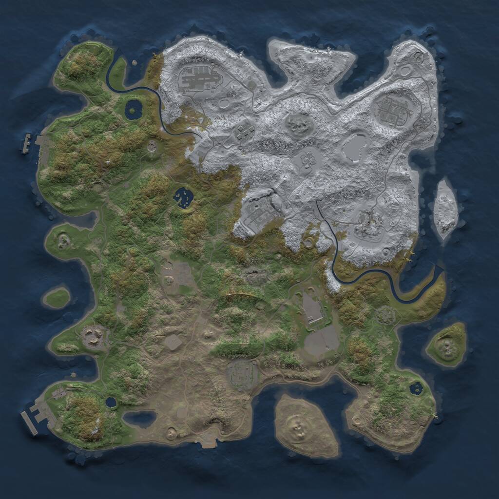 Rust Map: Procedural Map, Size: 3850, Seed: 79921877, 16 Monuments