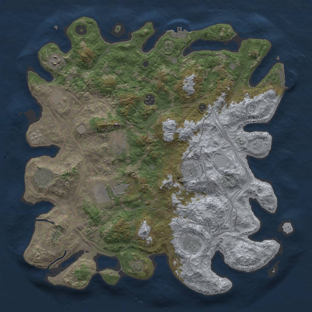 Rust Map: Procedural Map, Size: 4250, Seed: 7619076, 18 Monuments